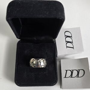 Sterling Silver 925 DDD Ring with Abstract Design